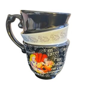 Disney Alice in Wonderland Mad Tea Party Stacked Ceramic Coffee Mug Black White